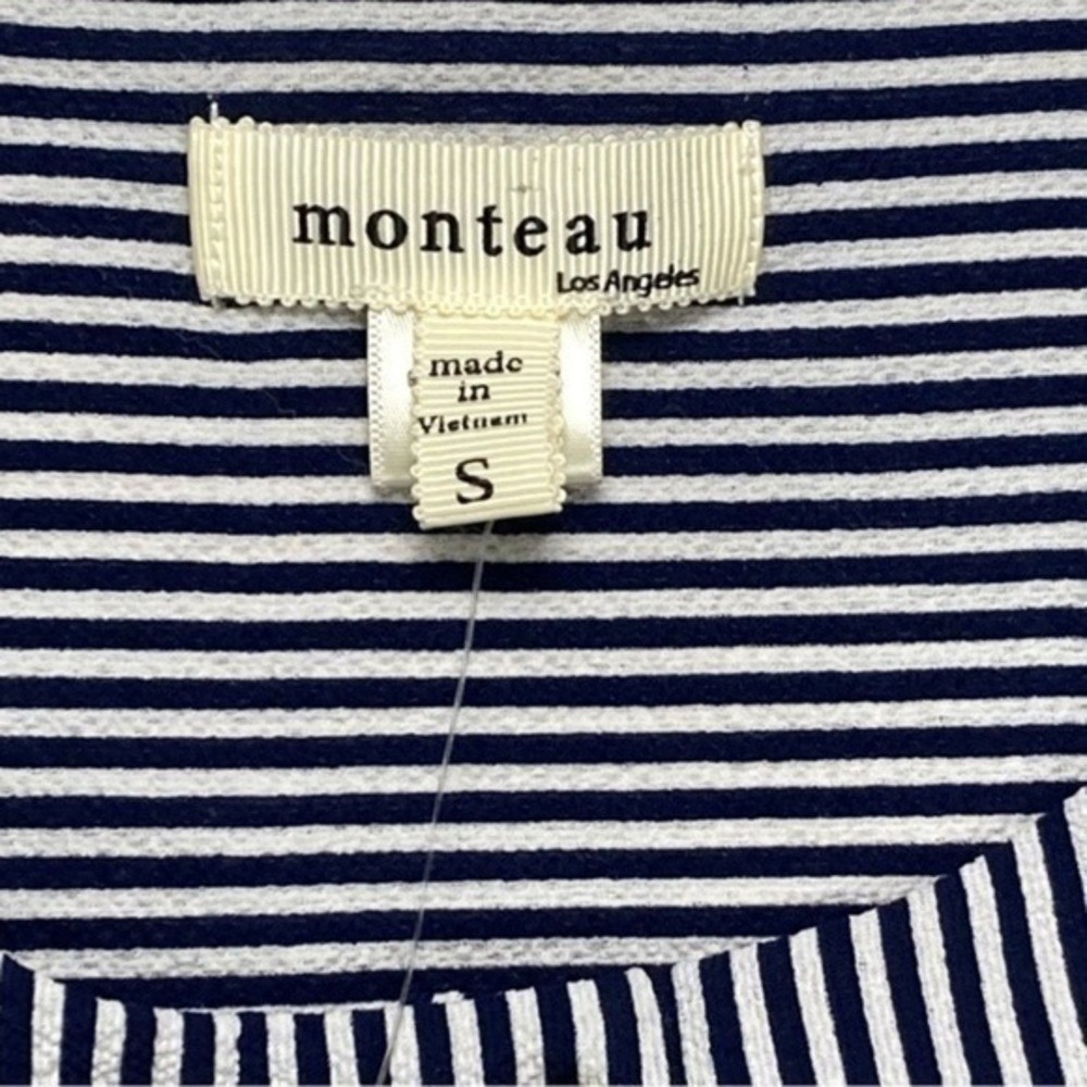 Monteau Striped Button Front Midi Shirt Dress Women S Navy White Office Chic New - Picture 6 of 12